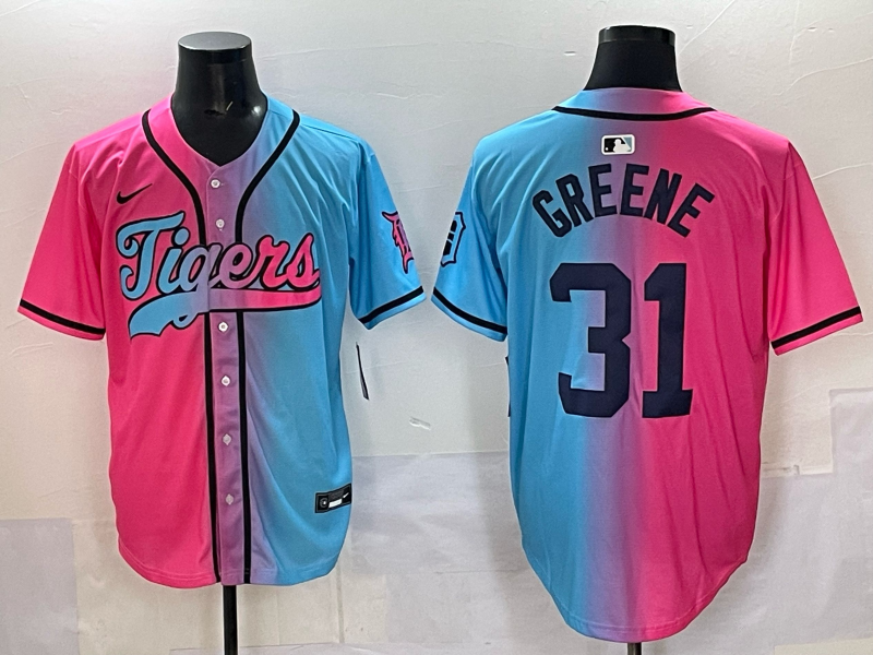 Men 2025 Detroit Tigers #31 Greene Blue pink Game Nike MLB Jersey style 034